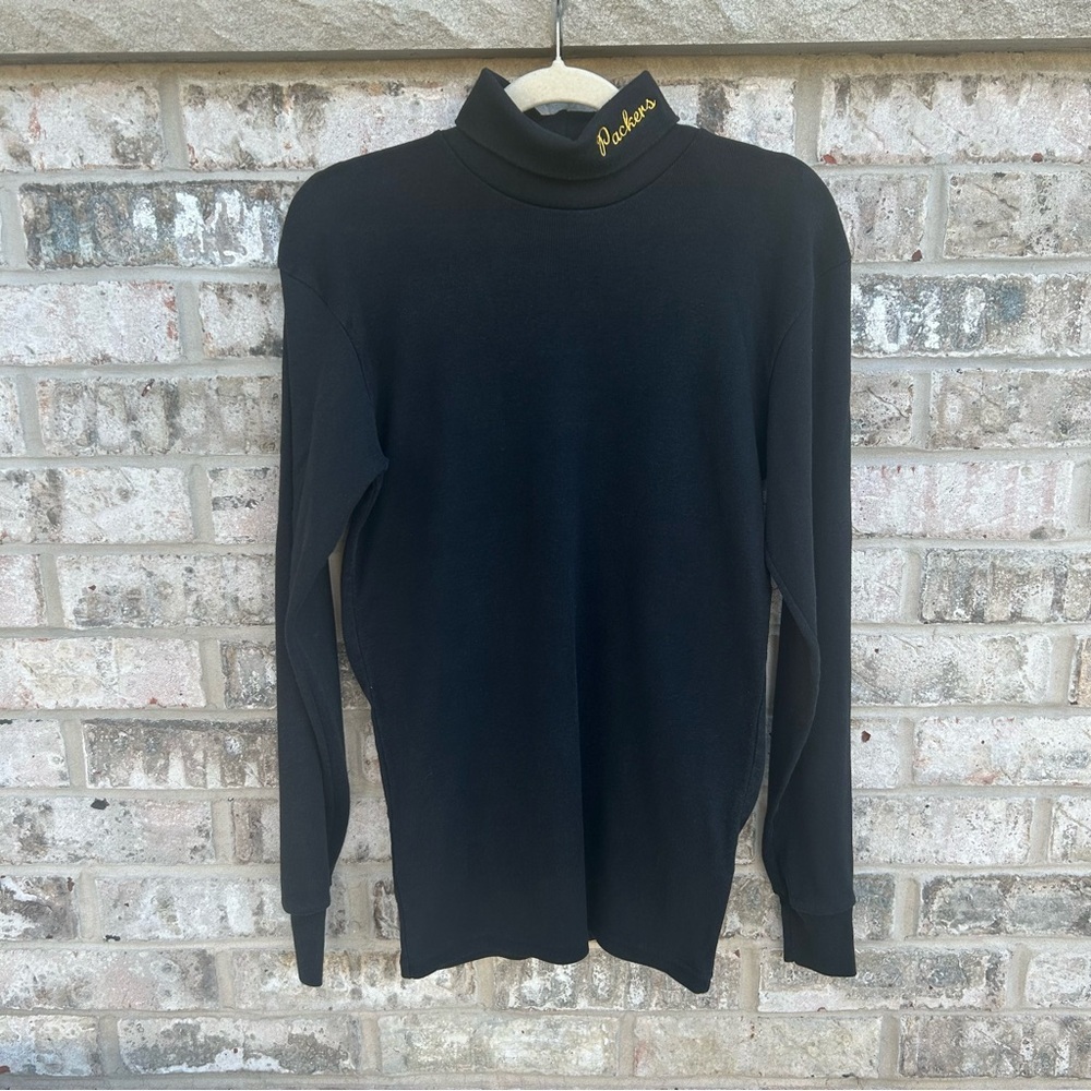 Vintage 90s Majestic Green Bay Packers Turtleneck Long Sleeve Black L Made USA